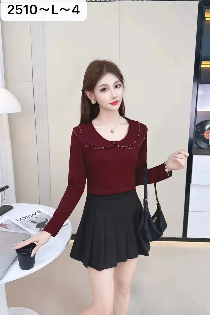 修身型常规款女秋冬气质长袖圆领吸汗棉T恤显瘦套装韩版打底衫
