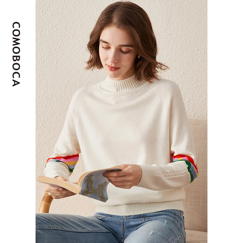 COMOBOCA/科蒙·博卡半高领气质打底套头毛衣针织羊绒衫KSQ1296