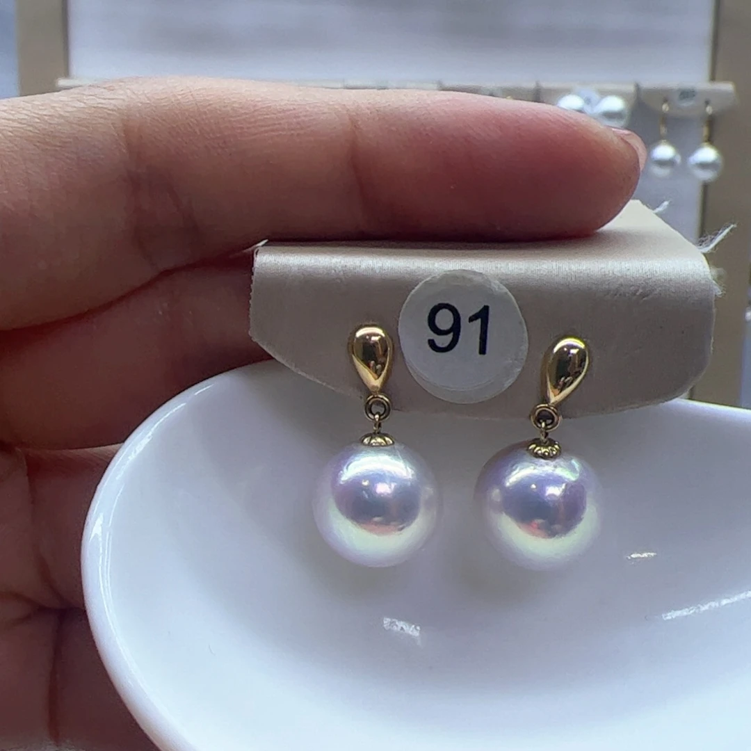 淡水珍珠耳饰18K金镶嵌