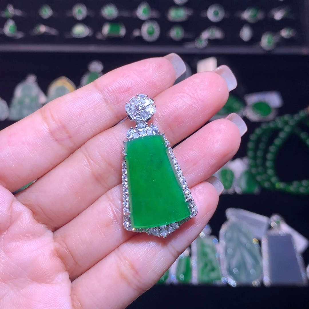 【闪购商品】翡翠银S925镶嵌颈饰天然翡翠