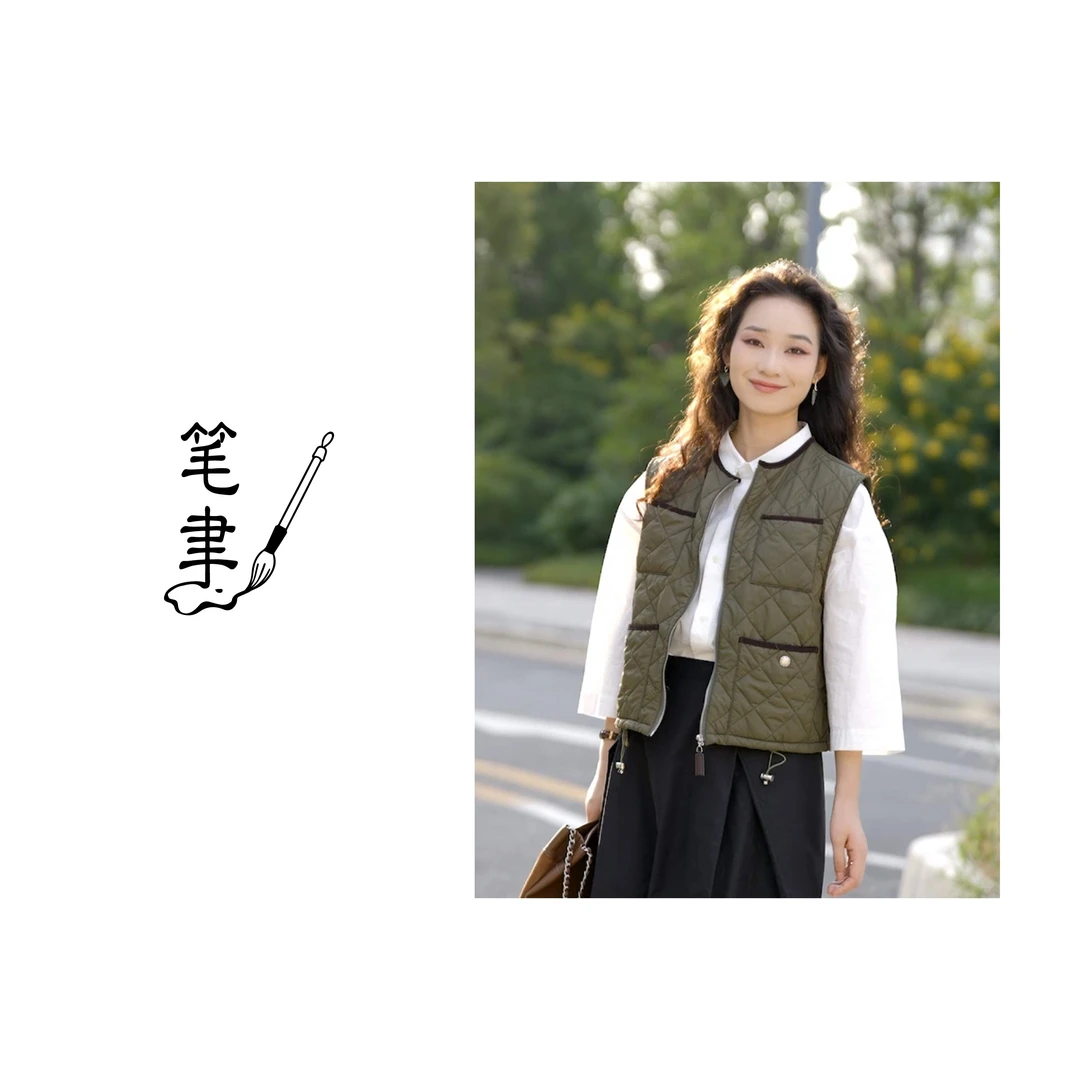 [笔聿Rhetoric]菱格背心无袖外套夹棉外套1319-6