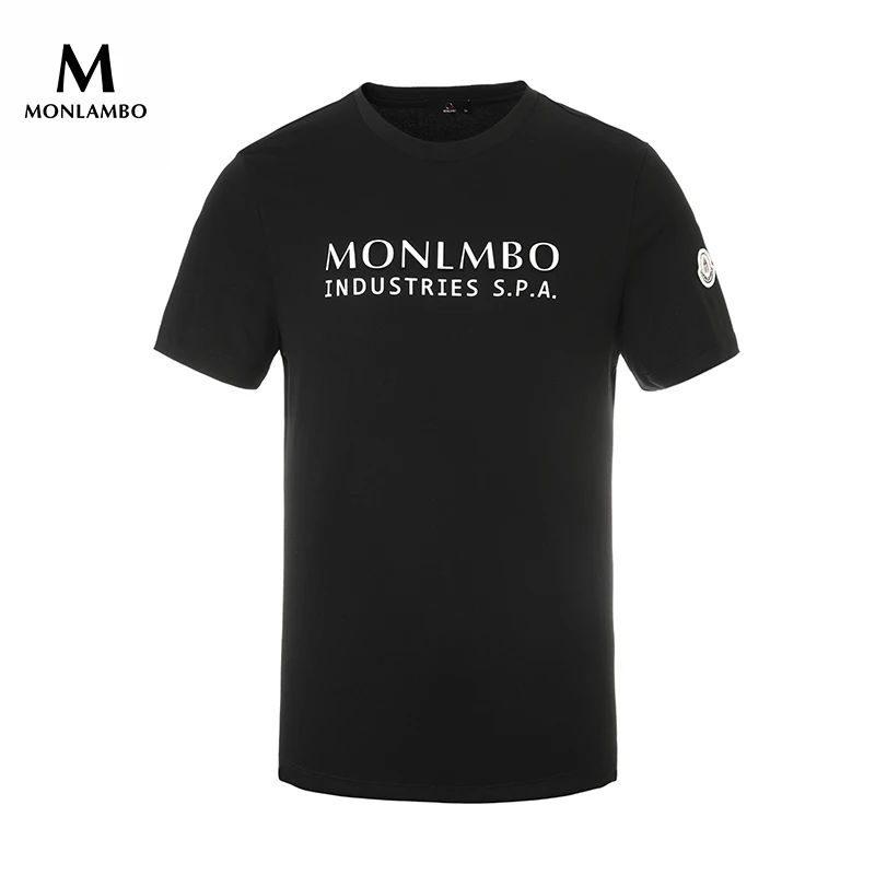 MONLAMBO/2025夏季弹力男士速干3D压花圆领休闲舒适透气男款短袖
