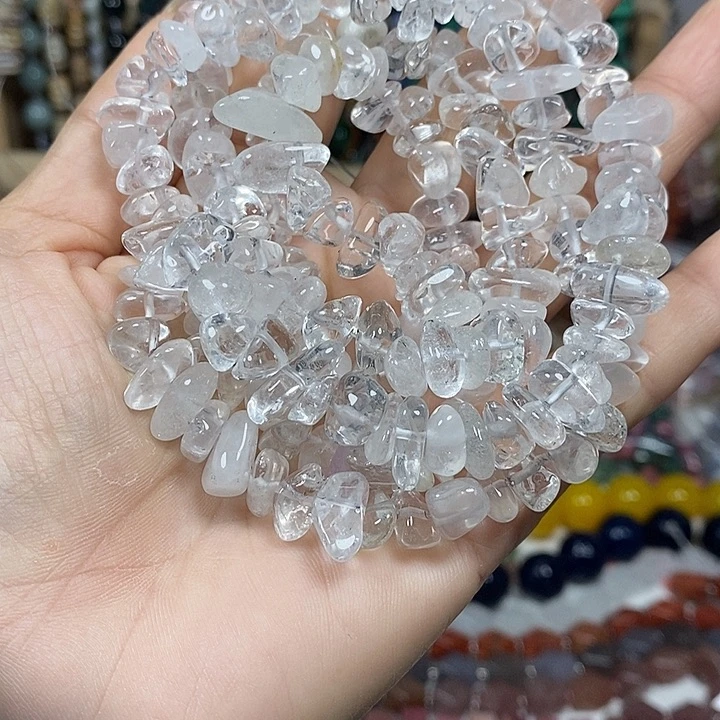 玛瑙/玉髓未镶嵌珠宝半成品天然白水晶绕手4圈