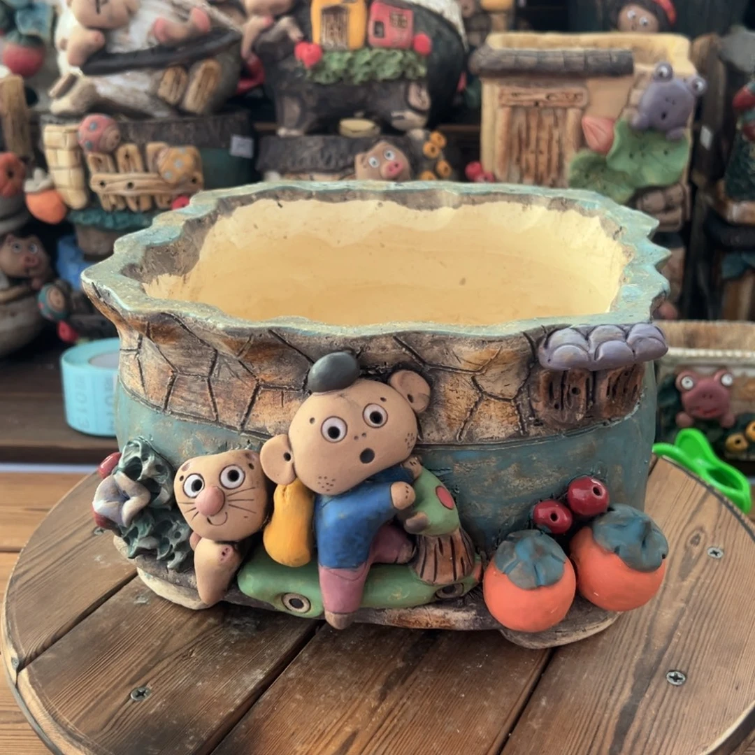 红陶嘻哈多肉花盆