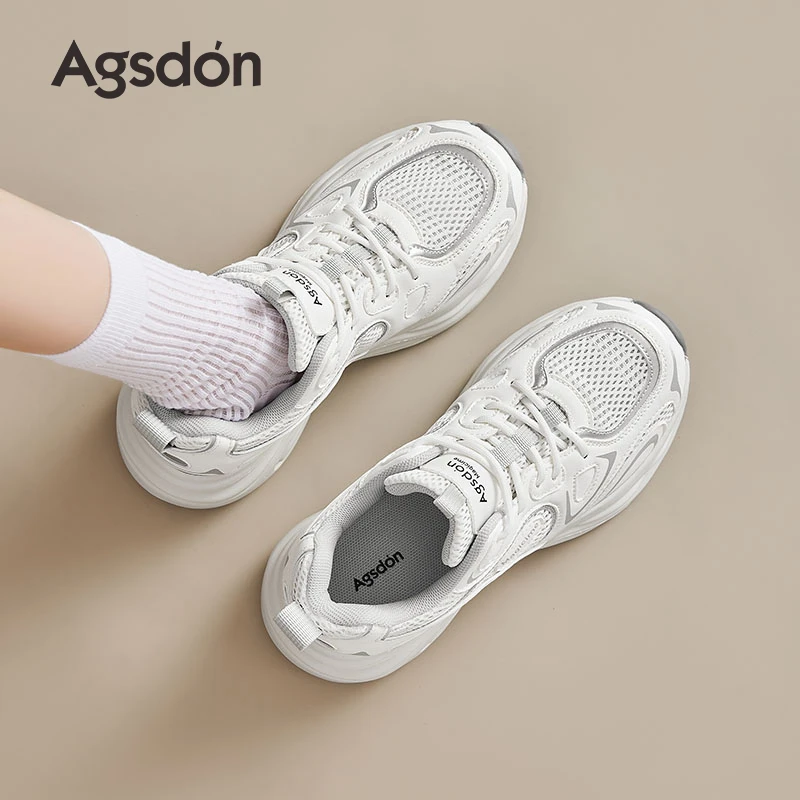 奥古狮登厚底白色老爹鞋女2024新款夏季女款休闲春秋增高运动女鞋