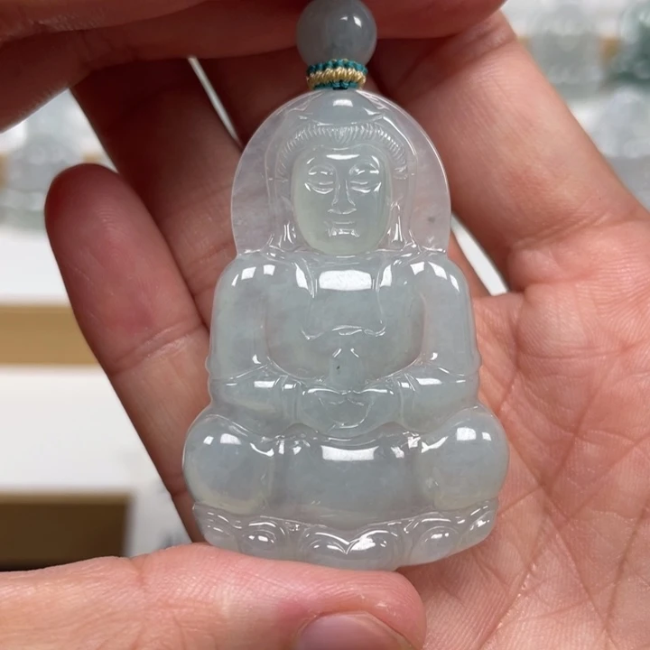 翡翠未镶嵌颈饰天然缅甸翡翠A货观音3号