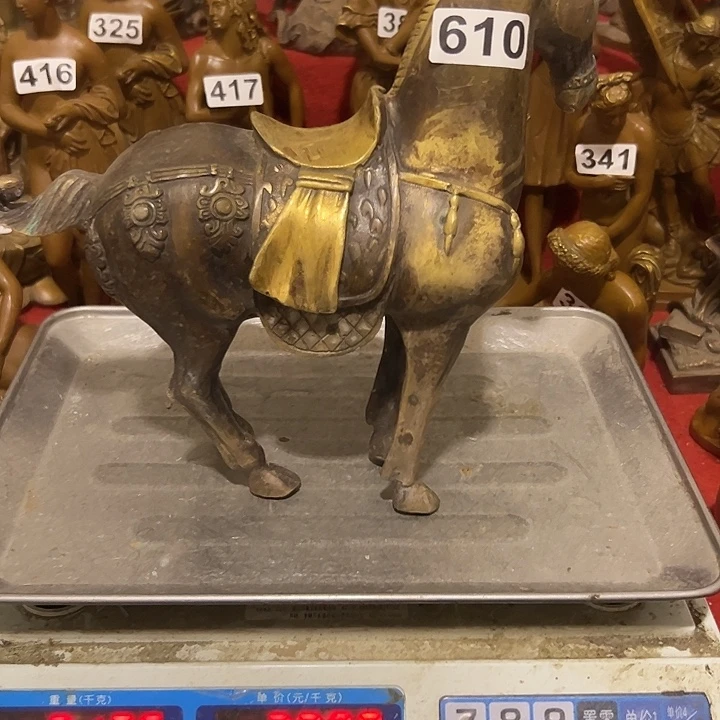 陈***渔黄铜摆件，文房工艺品摆件