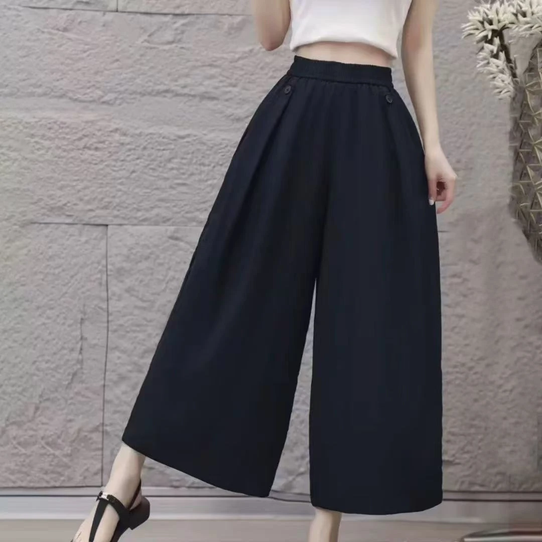 5876 百搭显瘦洋气时尚九分裤阔腿裤气质休闲夏季新品 2025夏