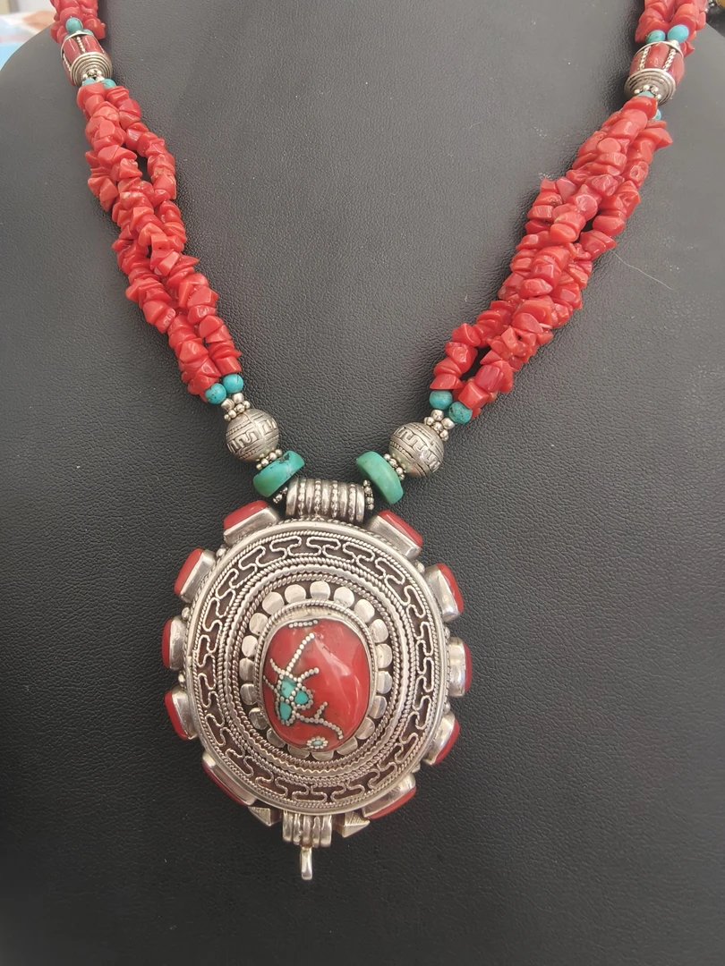 吊坠925银琉璃 尼泊尔手工藏式项链