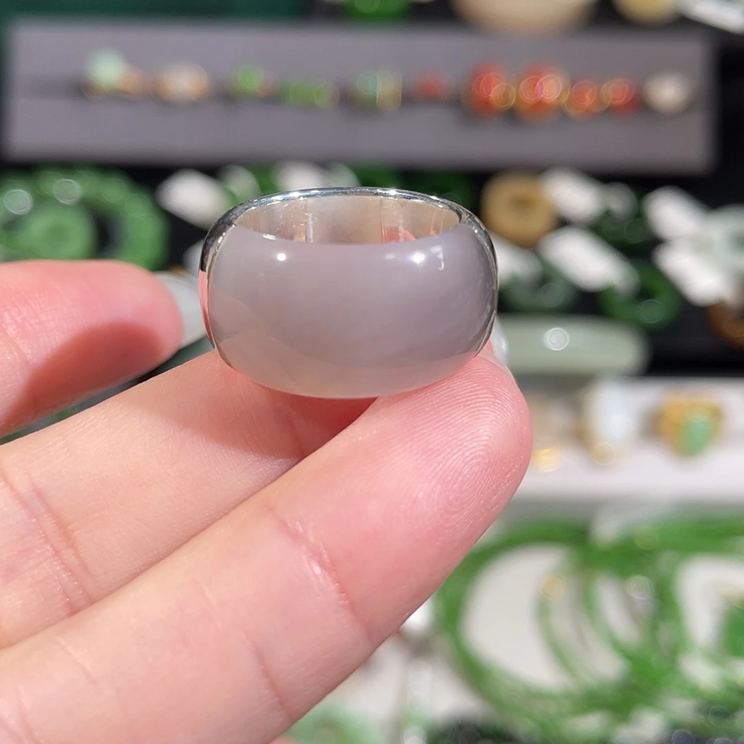 和田玉银S925镶嵌戒指