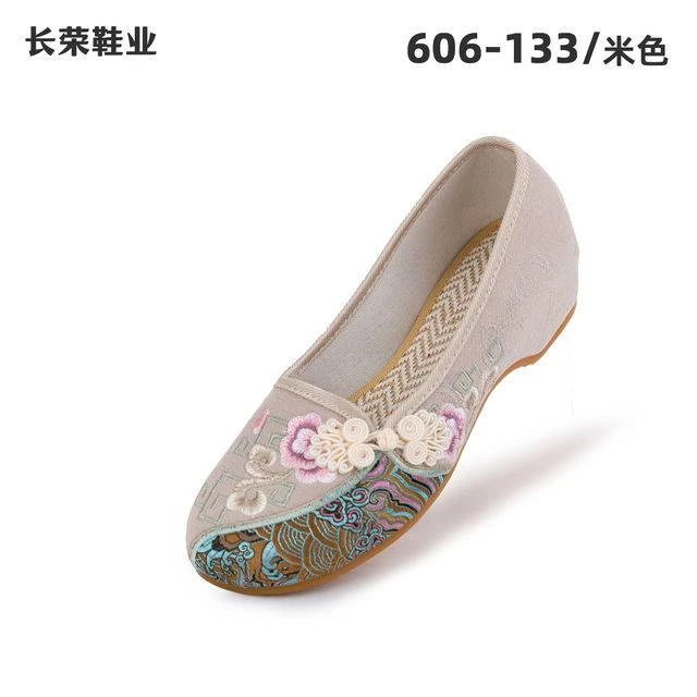 夏季民族风时尚风百搭立体装饰布鞋绣花鞋透气休闲鞋女606-133