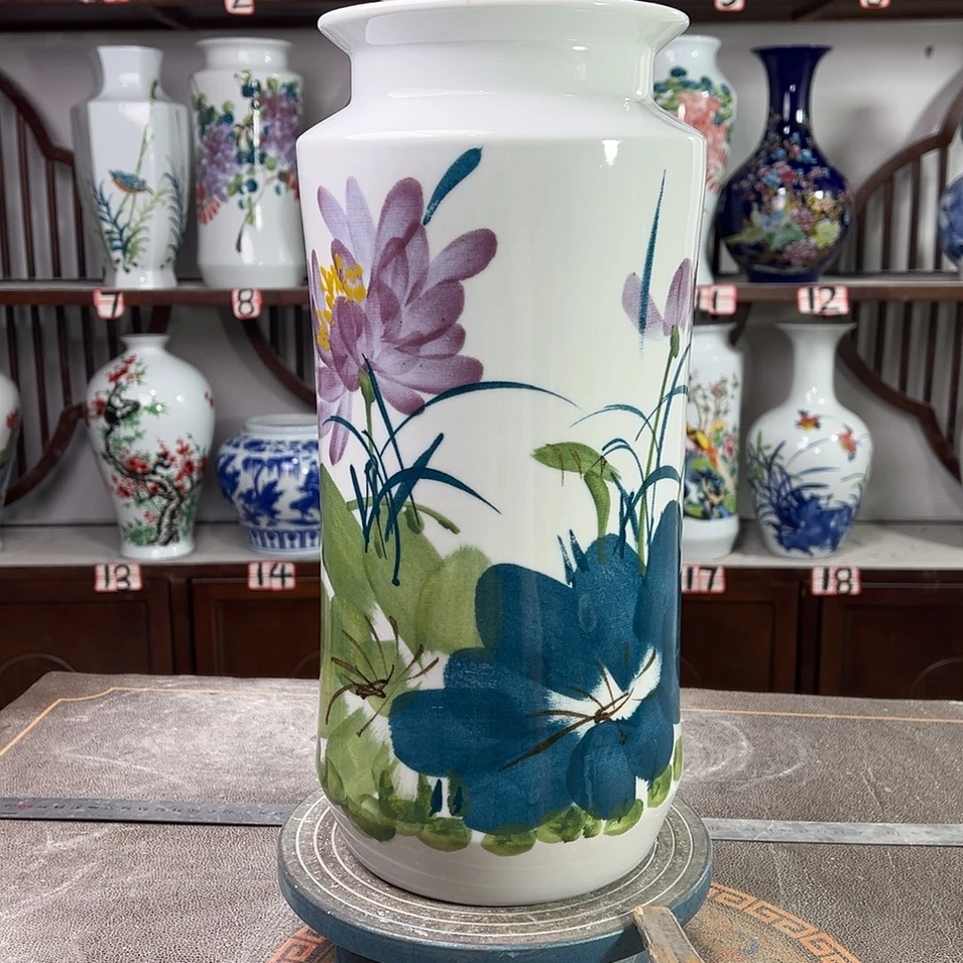 陶摆件景德镇陶瓷书紫荷