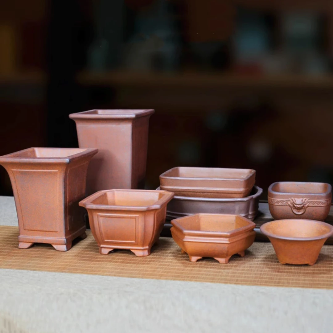 紫砂花盆正方形盆景盆匠人手工盆桌面盆栽盆景盆柴烧古朴仿古典