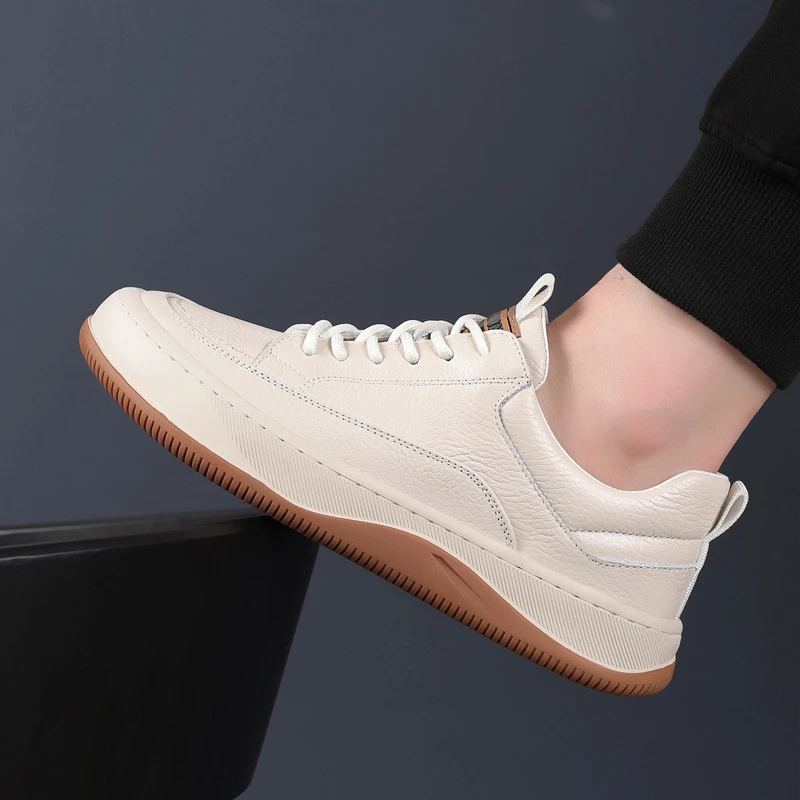 头层牛皮秋季新款上班休闲鞋室外男款百搭男鞋真皮透气芒果鞋鞋子