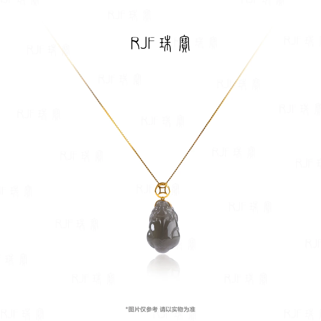 RJF【财莱深棠】金镶嵌天然烟紫招财貔貅气质小众设计挂件吊坠