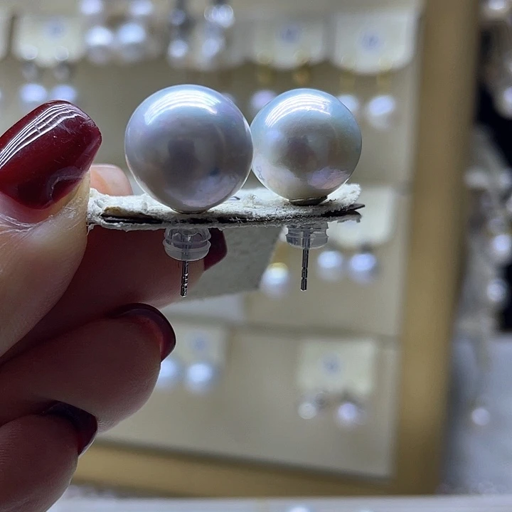 淡水珍珠耳饰银S925镶嵌