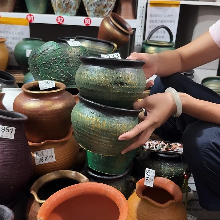 瑕疵金绿圆一对033高度12口径15