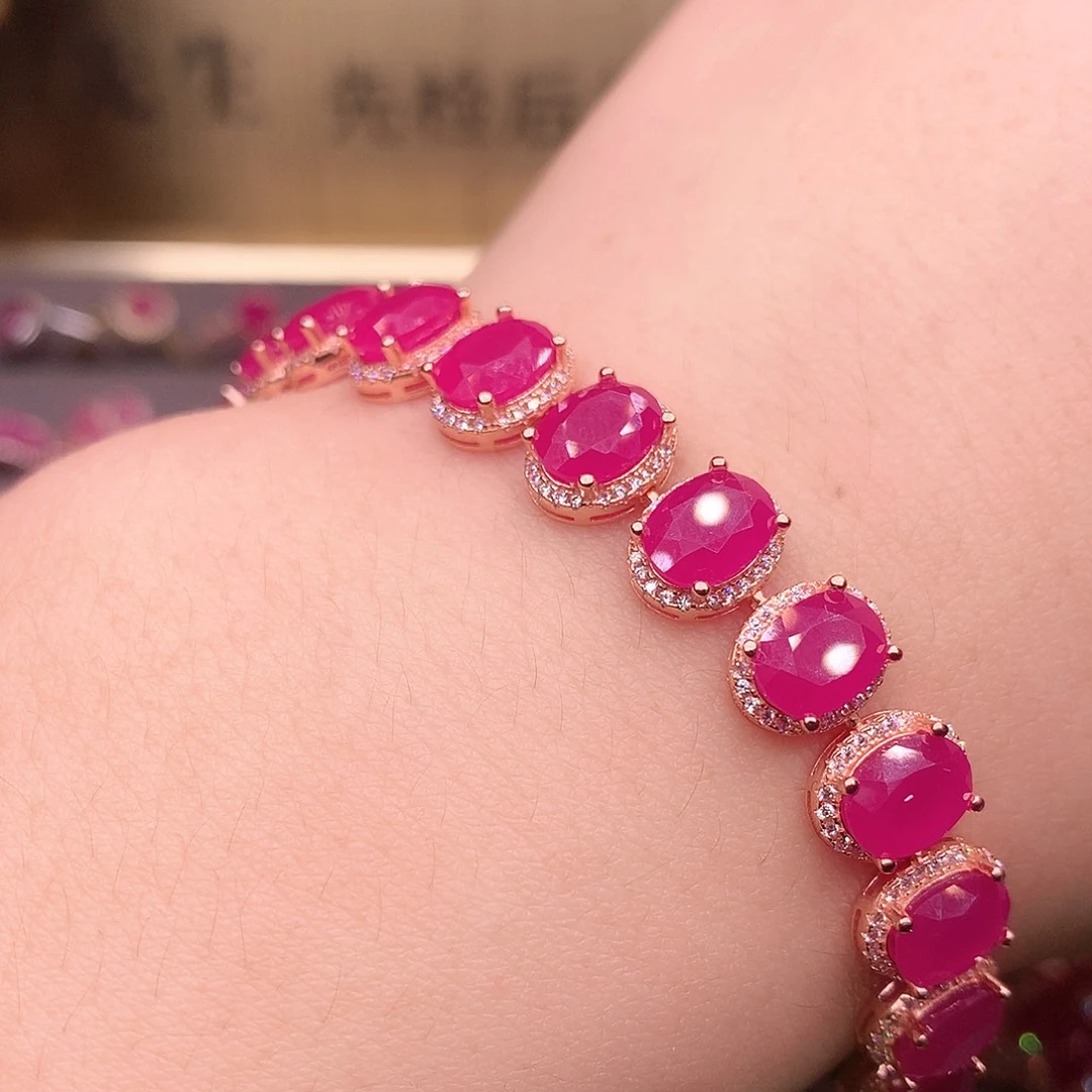 红宝石手链银S925镶嵌