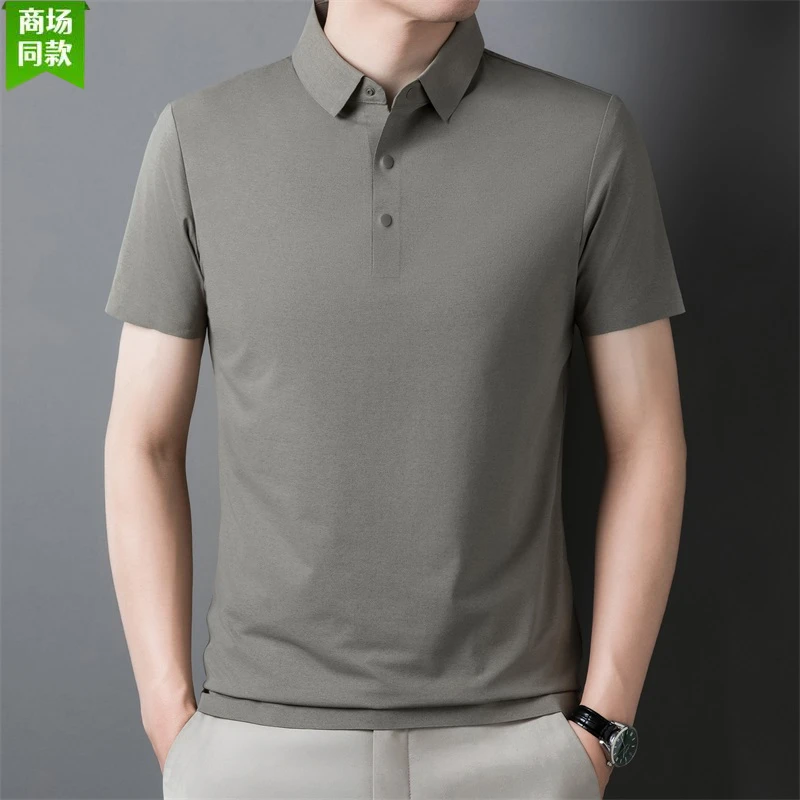 利郎商务休闲桑蚕丝短袖POLO衫翻领男士夏季薄款上衣修身速干