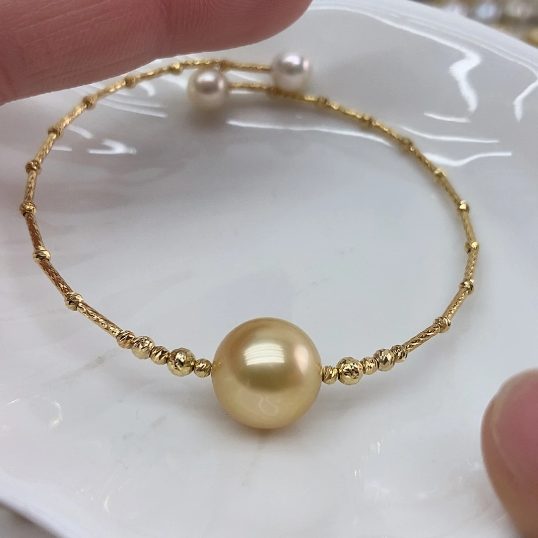 手镯海水珍珠18K金镶嵌