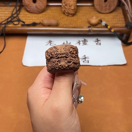 檀香木手串/手链九龙戏珠扳指