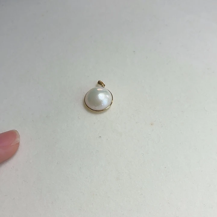 18K金镶嵌拼合珍珠（马贝珠）吊坠(不含链)15-16