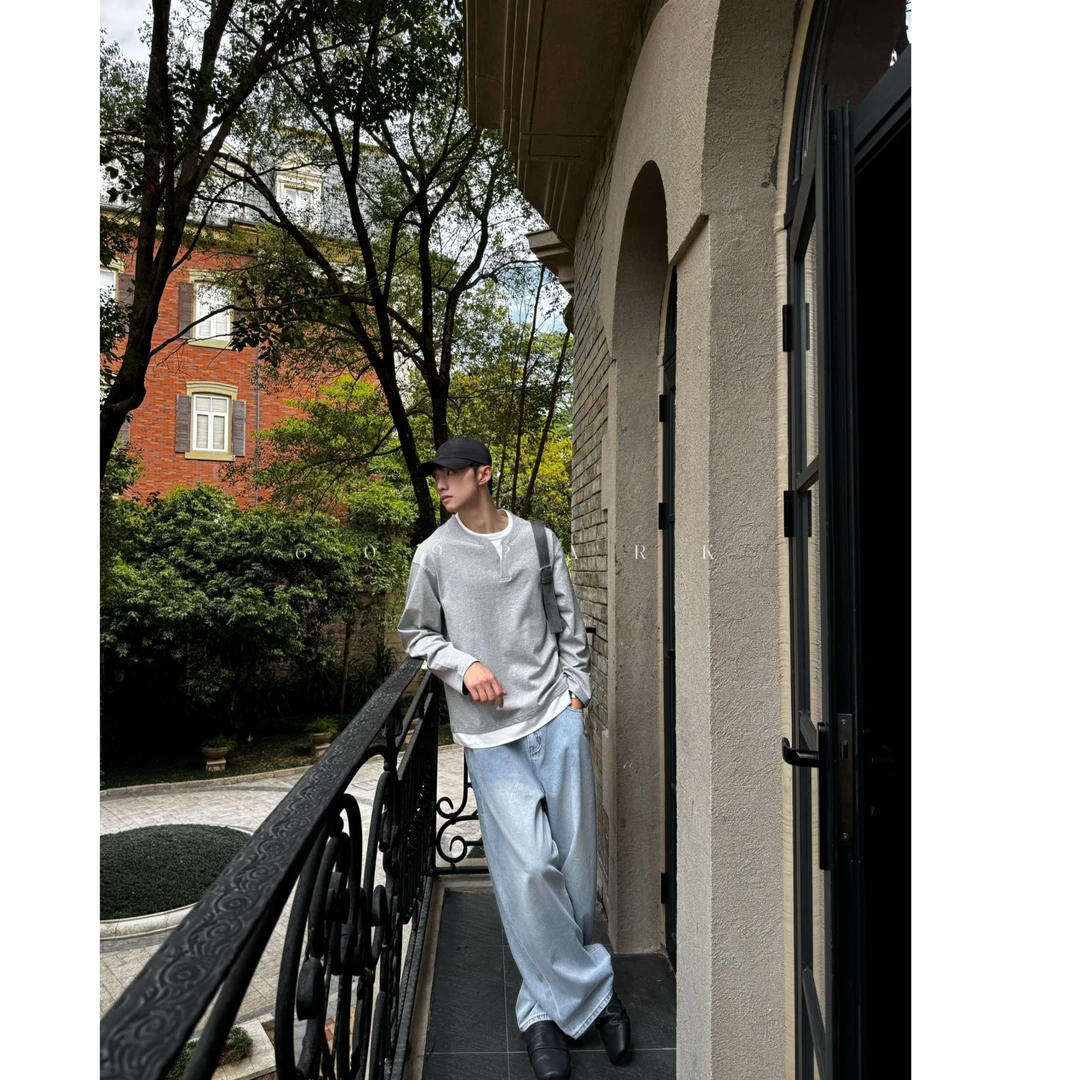 609PARK 设计款腰口散边立体廓形剪裁设计高棉洗水做旧牛仔裤123