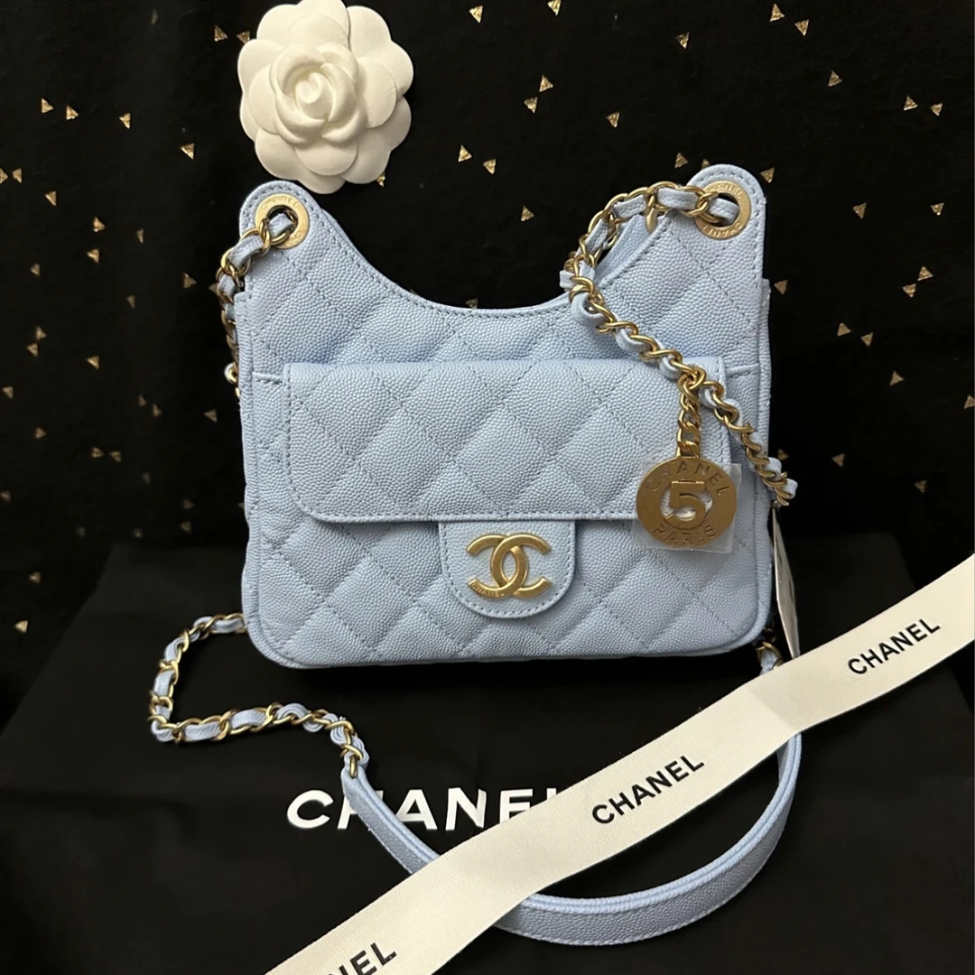 99新 Chanel/香奈儿 7431 蓝金天猫精灵小号单肩斜挎包芯片款