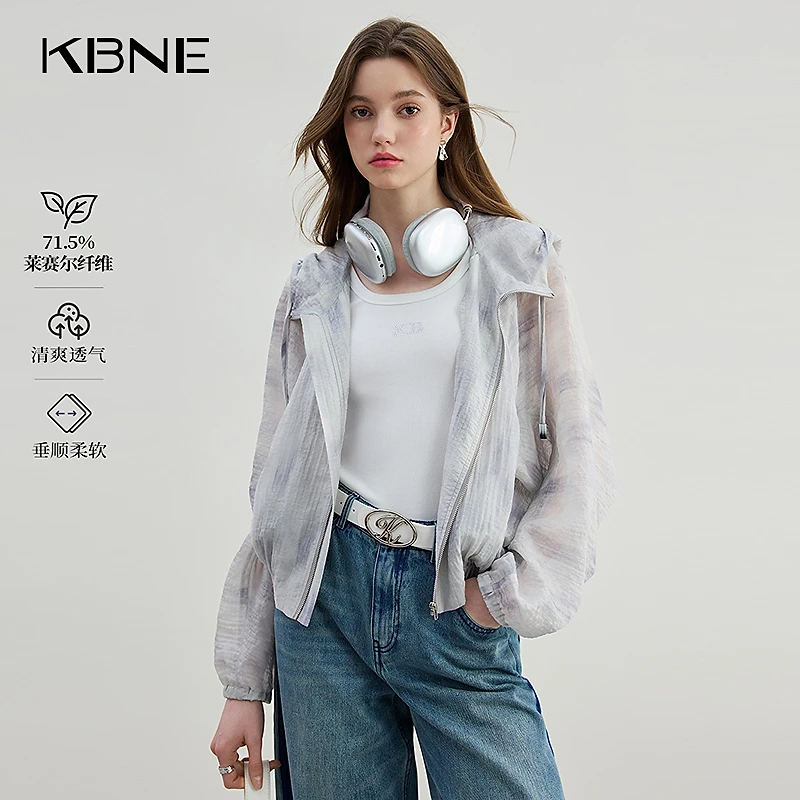 KBNE外套女款爆款2025新款夏季莱赛尔欧若风晕染轻户外休闲外套女