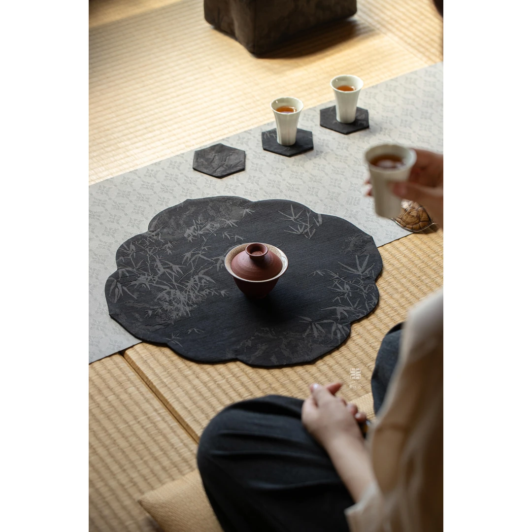 知舍·墨竹 宝相花茶席 41*41CM 茶道零配