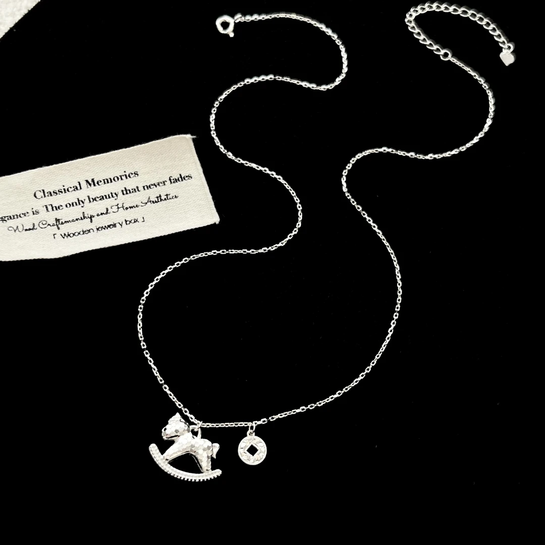 坠链均925银锆石 【 招财小马】锁骨项链1441