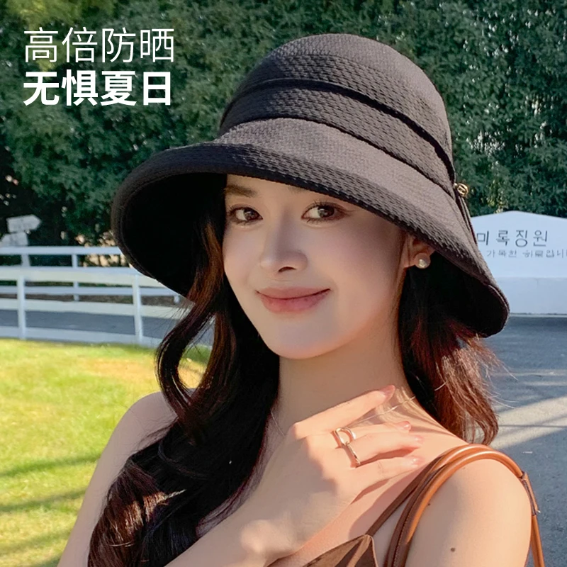 夏季日系新款渔夫防晒帽气质显脸小韩版网红防紫外线遮阳防晒盆帽