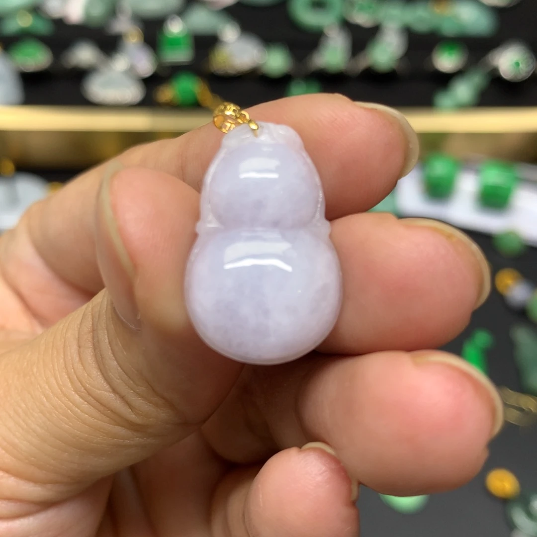 吊坠(不含链)18K金镶嵌翡翠有纹裂