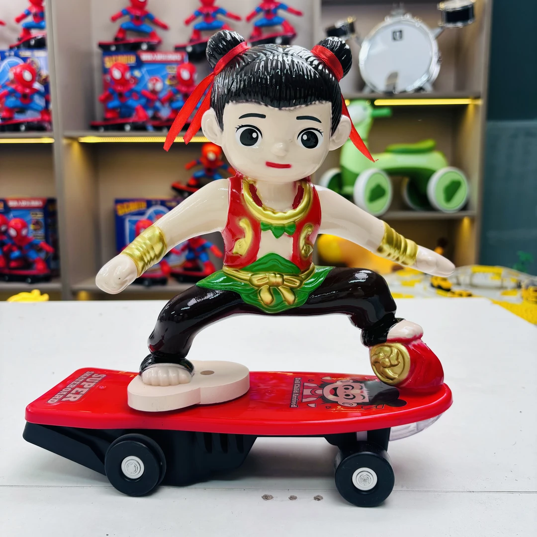 哪吒特技翻滚滑板车声光音乐玩具男孩益智玩具（自备3个5号电池）