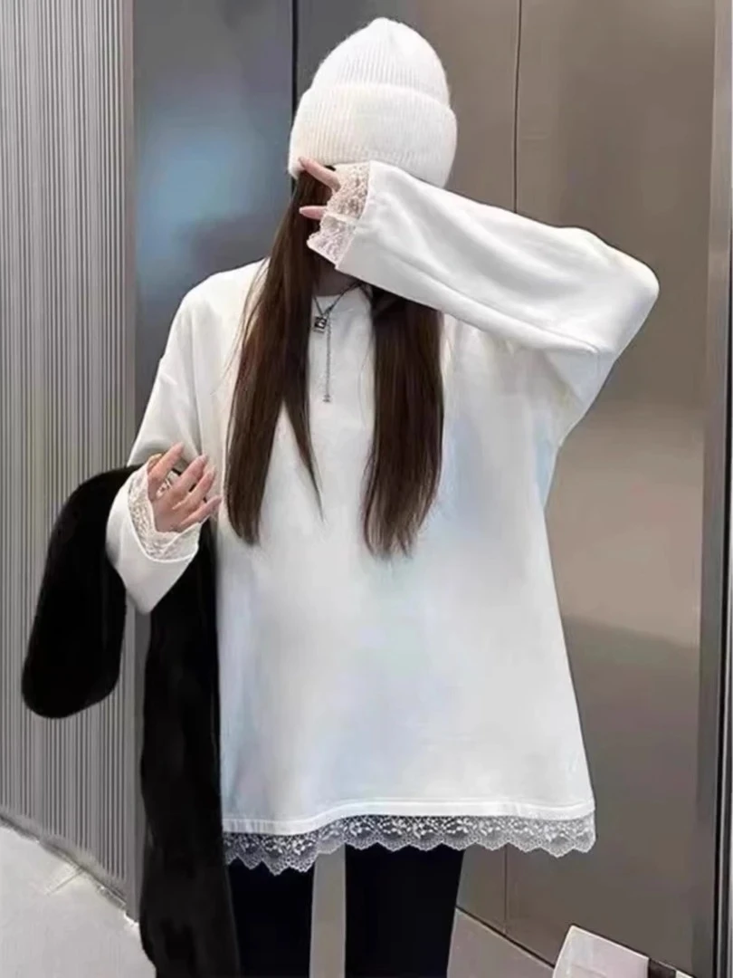 T【蕾丝边边】2025春季新款 常规款 蕾丝边T恤 百搭圆领时尚休闲