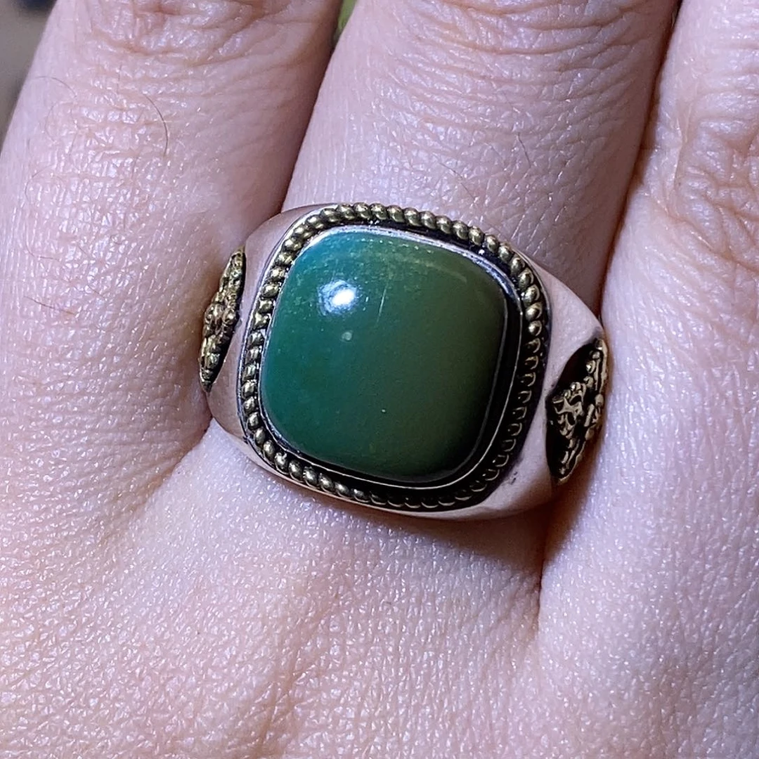 D***g绿松石银S925镶嵌戒指新品