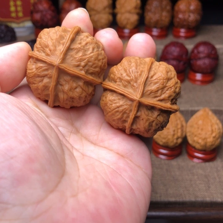 文玩核桃把件3富贵四棱39+