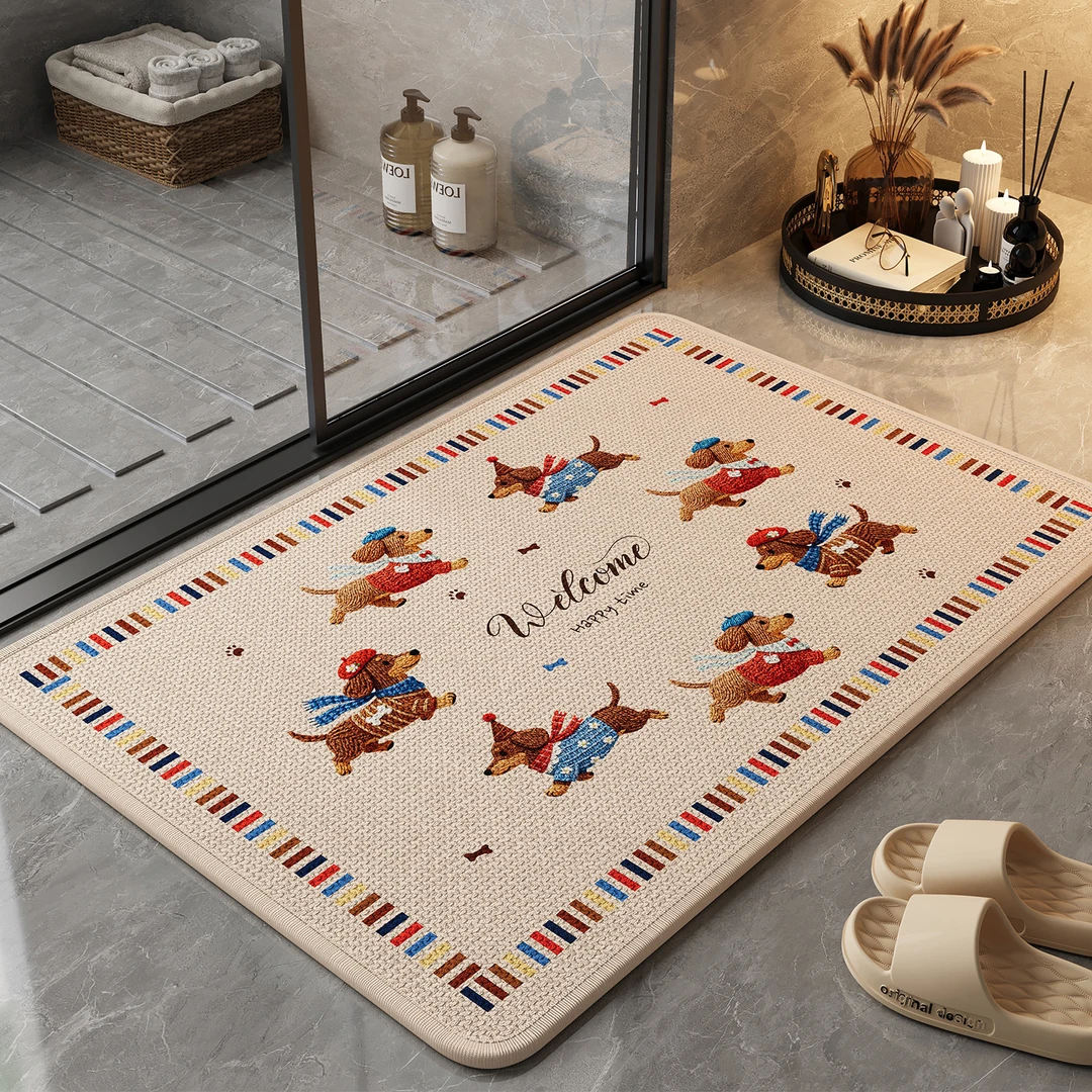 仿麻编织浴室地垫吸水速干卫生间门口防滑耐磨入户门垫