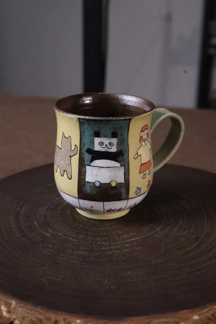 可爱卡通画片六种画片紫砂杯把手杯0451