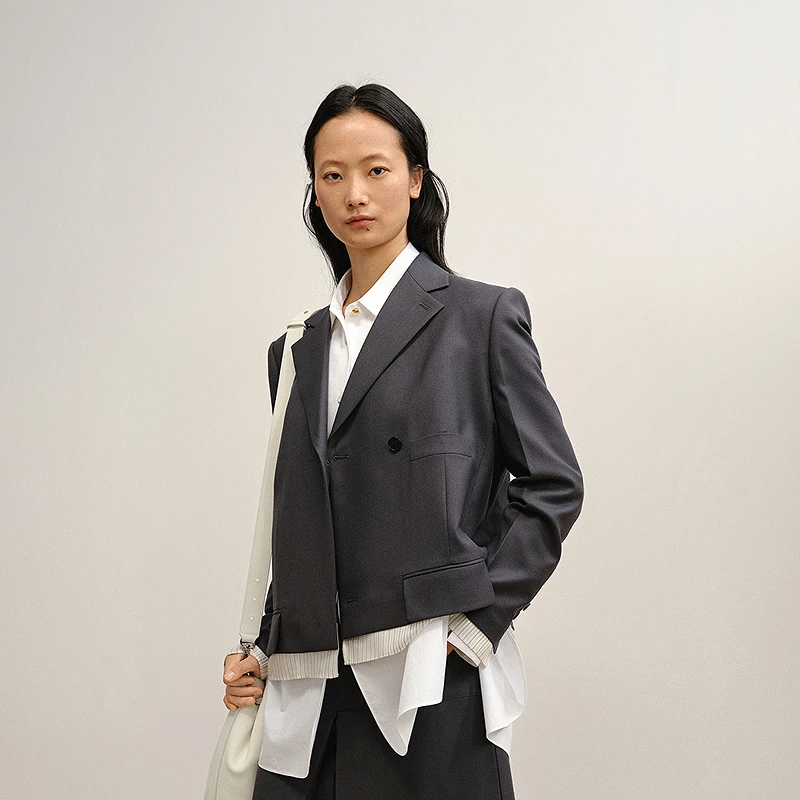 【商场同款/精工系列】LESS2025年冬新款西装领长袖西服2P0717260
