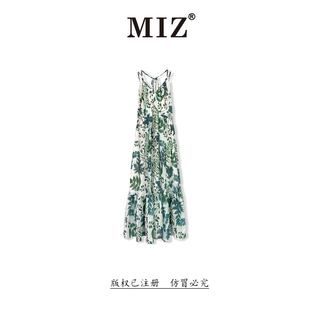 【MIZ】碎花气质轻奢百搭时尚优雅绿色女士印花设计师2526196