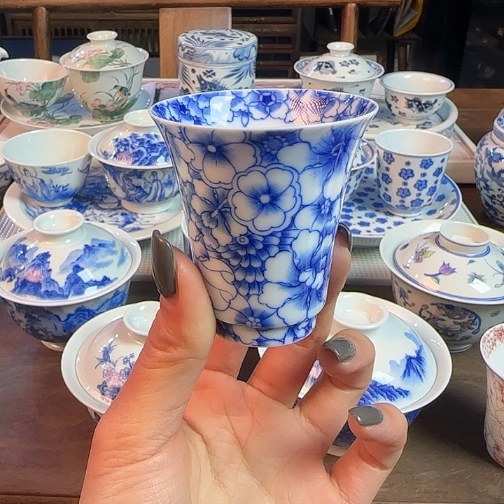 名窑口 超薄胎万花闻香杯放漏