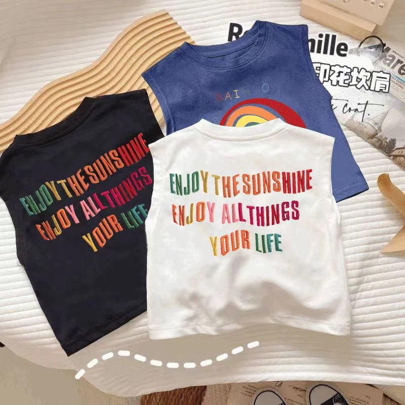 男女童纯棉无袖背心薄款夏季2024新款中小童儿童百搭休闲上衣洋气