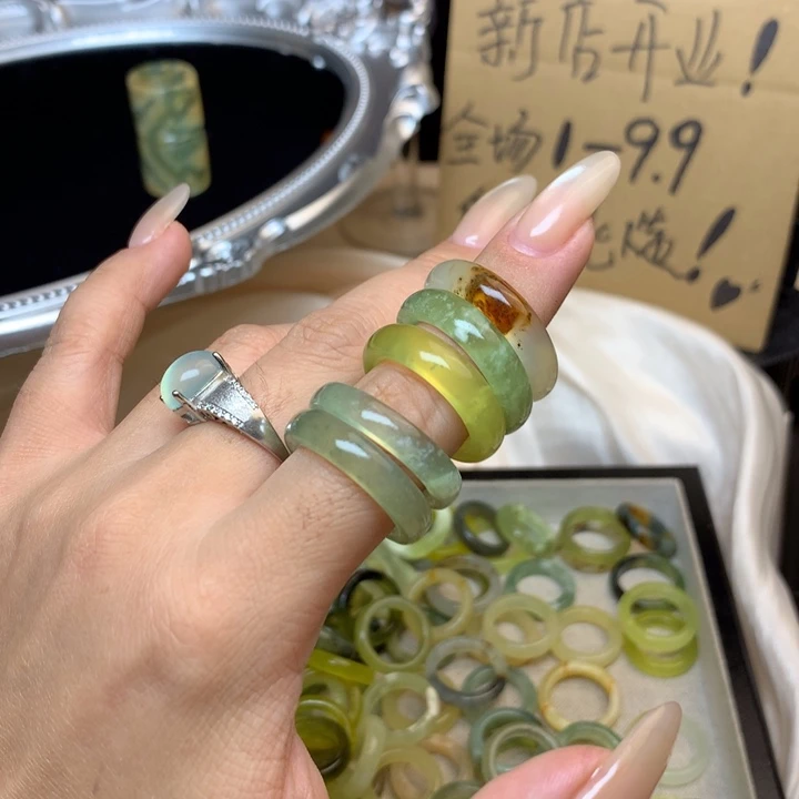 T***e合金蛇纹石玉戒指