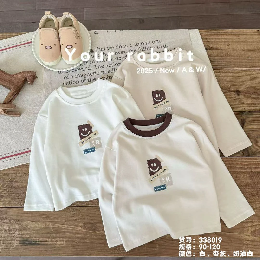 玥儿兔宝宝t恤衫男女童纯棉动漫长袖百搭休闲风春秋T恤ol打底衫