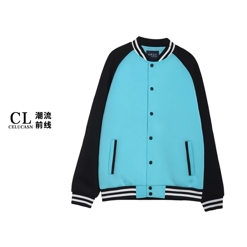 Y5BBZ0553#秋冬时尚透气棒球服男士长袖百搭撞色厚款男韩版