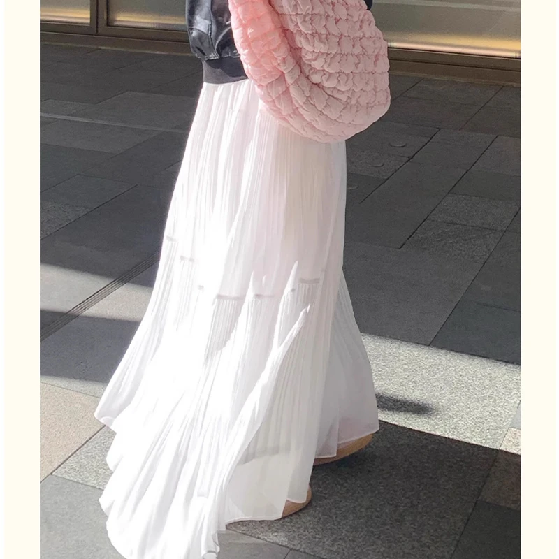 【又又】早春新款大码半身裙紫色高腰a字蛋糕裙设计感大摆中长裙子