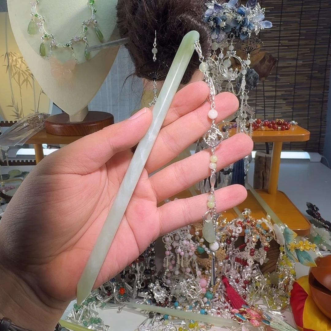 蛇纹石玉合金发饰