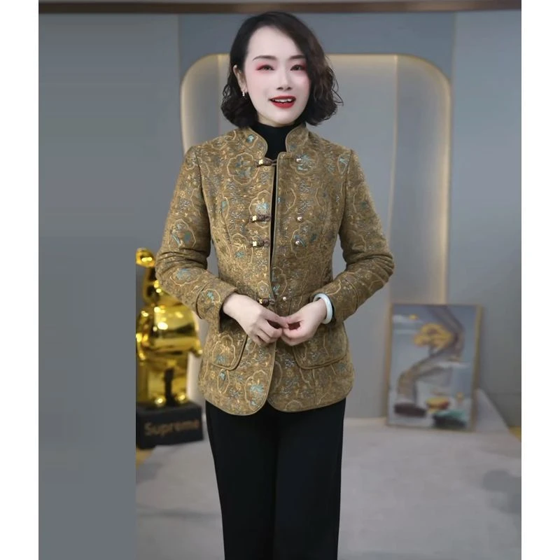 新中式棉服外套2025秋冬新款妈妈装洋气显瘦减龄保暖夹棉中年外套