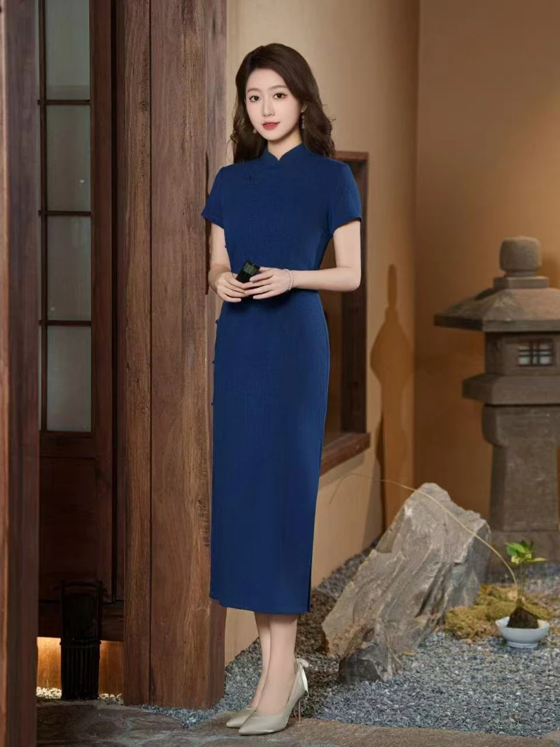 蔡夫人【素染】25年新款春夏气质旗袍裙M-4XL